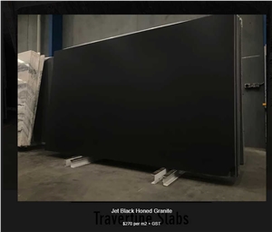 Jet Black Honed Granite Slabs