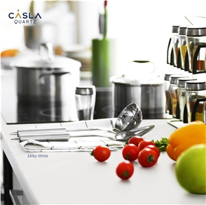 Milky White- Super White Quartz Kitchen Countertop