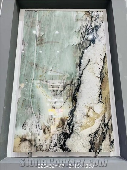 Bianco Cristallo Tiffany Green Quartzite Slabs & Background
