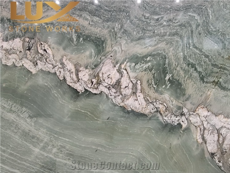Exotic Green Bramante Maestro Quartzite Slabs  & Background