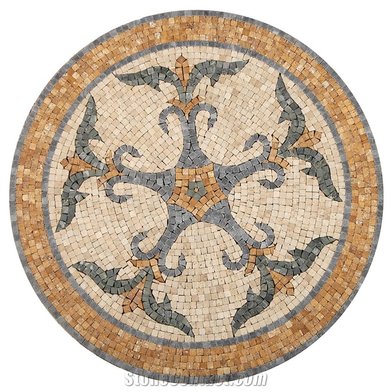 Travertine Mosaic Round Medallion