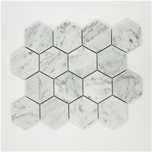 2″ HEXAGON Calacatta Matte Porcelain Mosaic 10.43″ X 12″