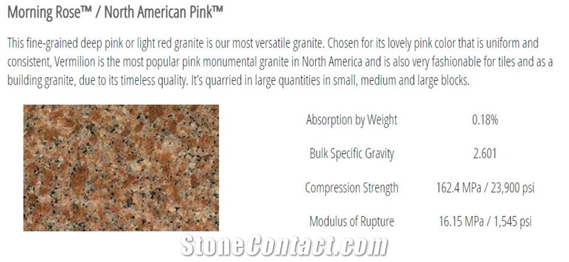 Vermillion Pink Granite- Morning Rose Granite- North American Pink Granite Slabs