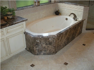 Dark Emperador Marble Bath Tub Surround, Deck