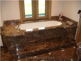 Dark Emperador Marble Bath Tub Surround, Deck
