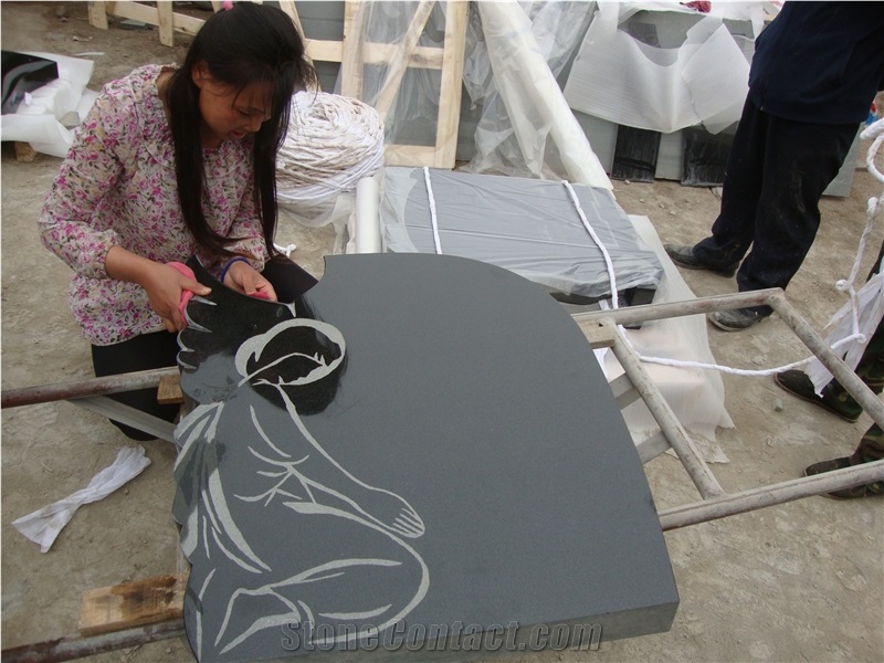 High Polished China Black Granite Muslim Gravestones