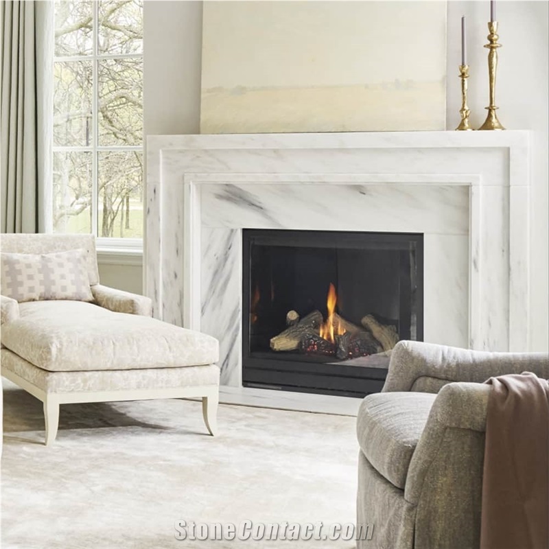 Summerford Marble Fireplace Mantel & Modern Fireplace