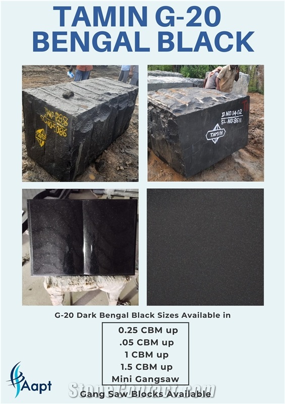 G-20 Dark Bengal Black Granite Slabs