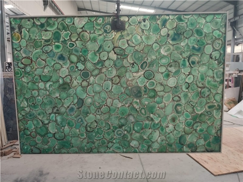 Green Gemstone Slab Semiprecious Stone Slab Tiles Wall Panel