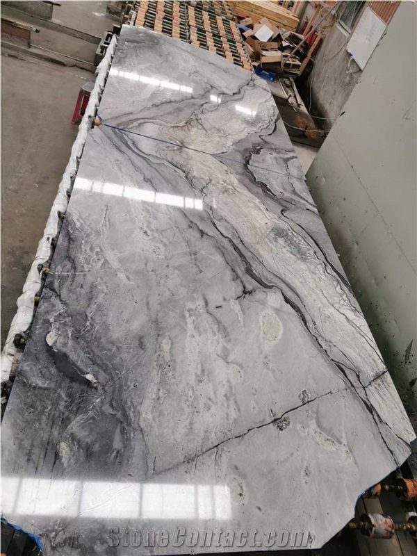 Fantasy Blue Marble Blue And Grey Bookmatching Marble Slabs