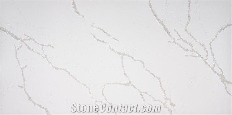 Artificial Calacatta Quartz Stone Slab With White Color