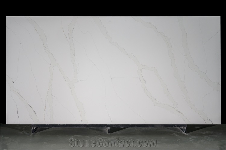 Best Selling Calacatta White Brown Quartz Slab For Project