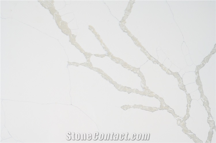 Big Slab Of Calacutta White Quartz Stone From China