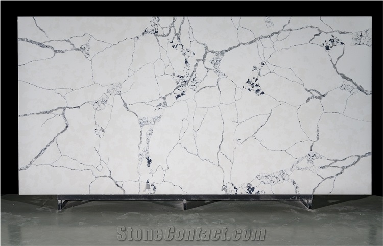 Big Slab Polished Surface Quartz Stone White Black Color