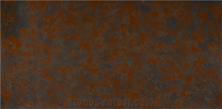 Big Slab Quartz Stone Brown Color Polished Leather Surface