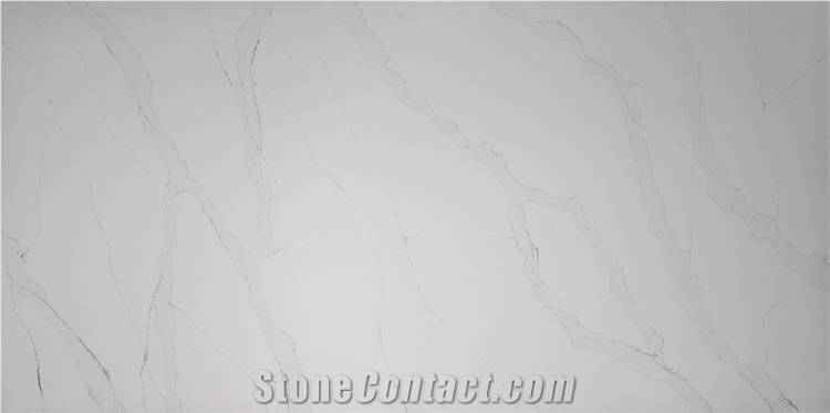 Big Slab Quartz Stone Brown Veins White Background