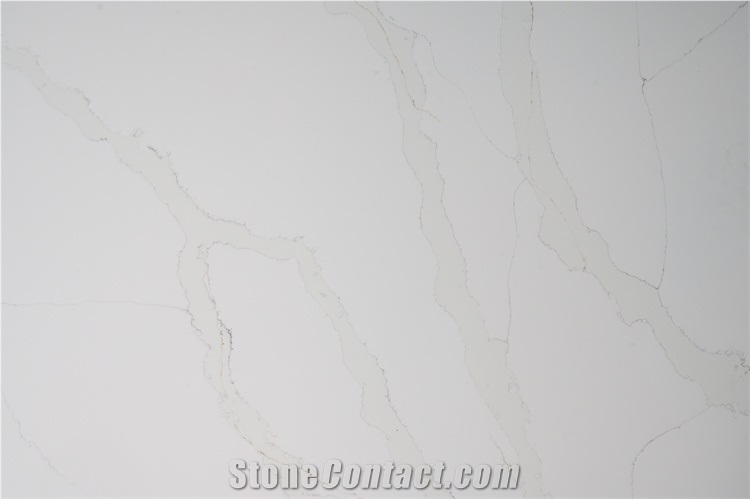 Big Slab Quartz Stone Brown Veins White Background