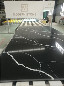 Black White Lighting Quartz Slabs