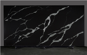 Calacatta Black Quartz Slab Stone Man Made Stone
