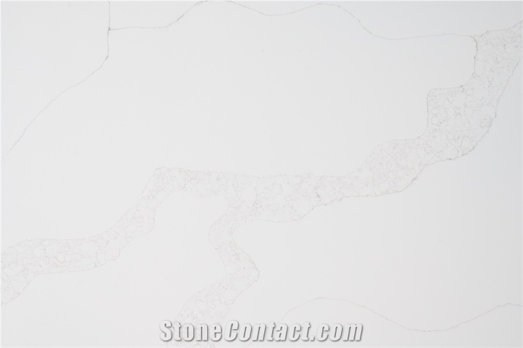 Detail Quartz Slab Stone Big Gray Grey Veins White Color