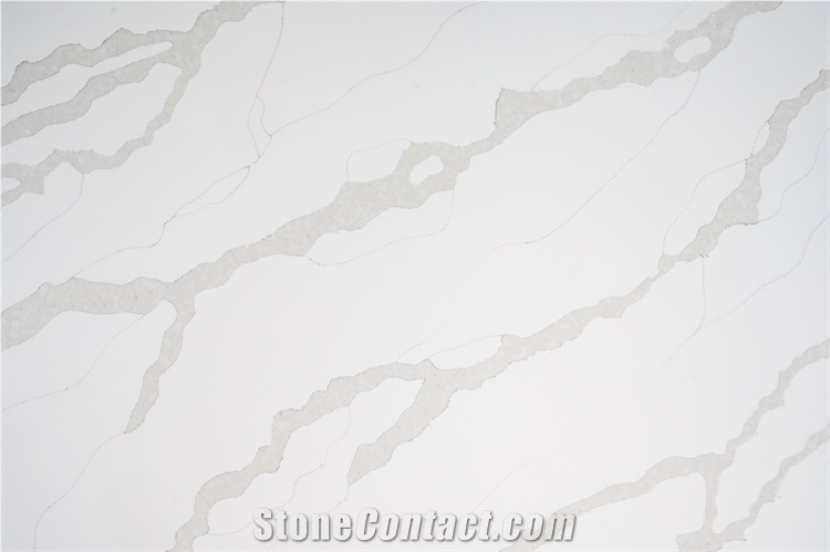 Excellent Calacatta White Quartz Stone  Polished Surface