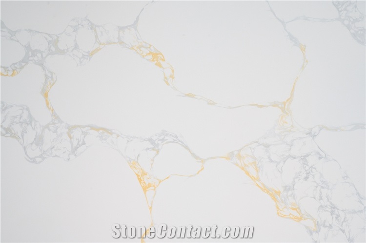Gold Grey Veins Artificial Quartz Stone Slab