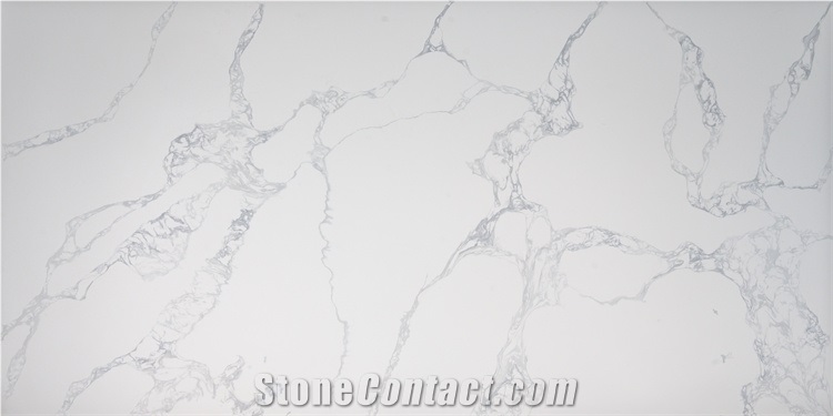 Grey Veins Cheap Quartz Slab Manmade Stone For Kitchen