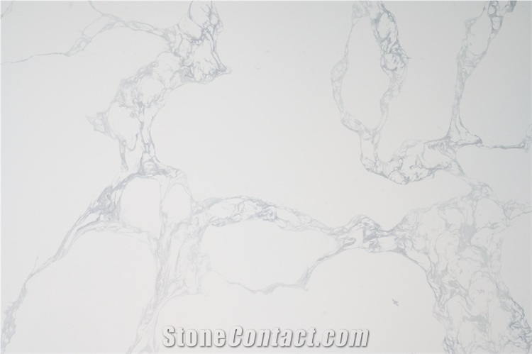 Grey Veins Cheap Quartz Slab Manmade Stone For Kitchen