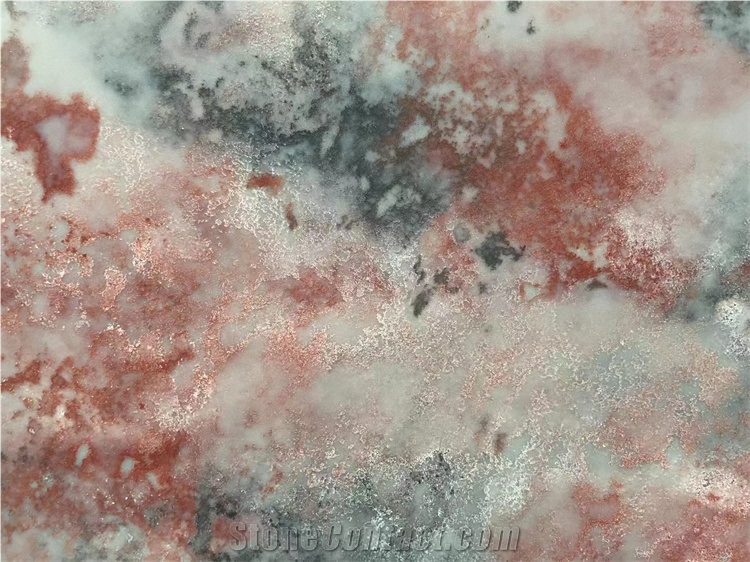 Man Made Stone Artificial Calacatta Quartz Slab Rosa Color