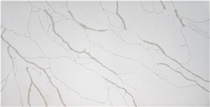 Man Made Stone Artificial Calacatta White Quartz Slab