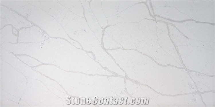 New White Grey Calacatta Quartz Stone Slab