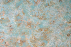Orange Green Color On Quartz Slab Man Made Stone