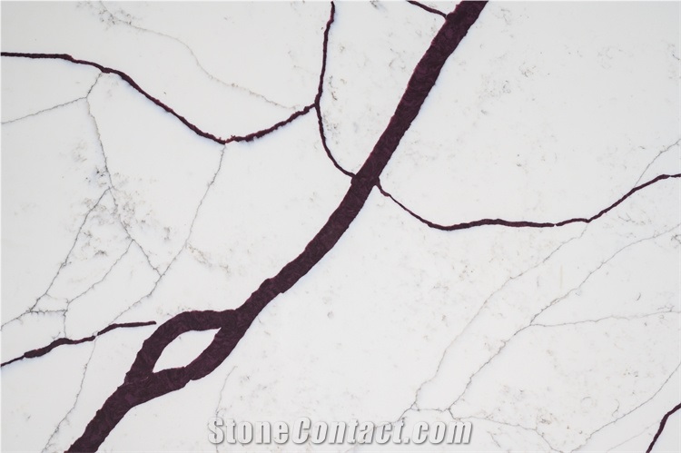 White Black Veins Artificial Engineered Stone Slab