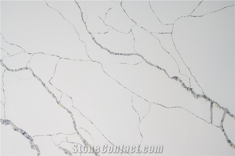 White Calacatta Quartz Slab Artificial Stone