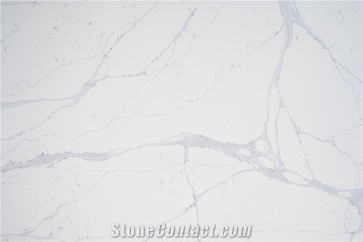 White Calacatta Quartz Slab Artificial Stone Solid Surface