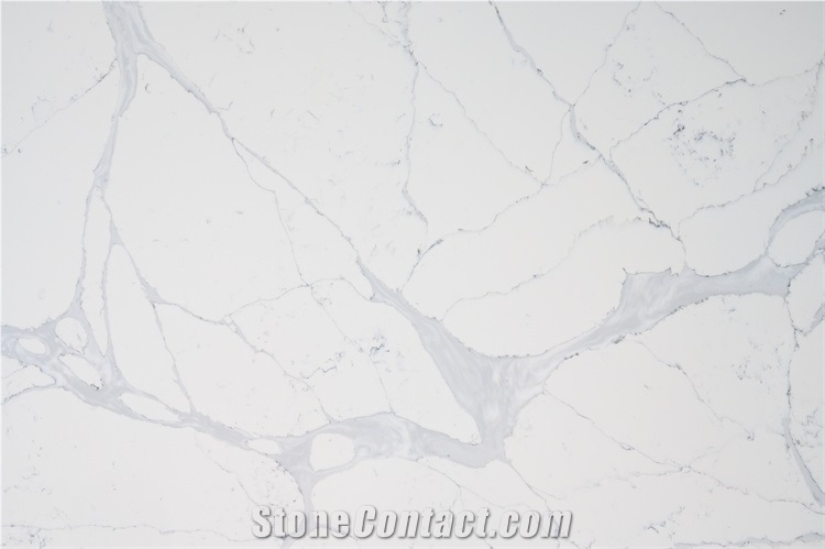 White Calacatta Quartz Slab Artificial Stone Solid Surface