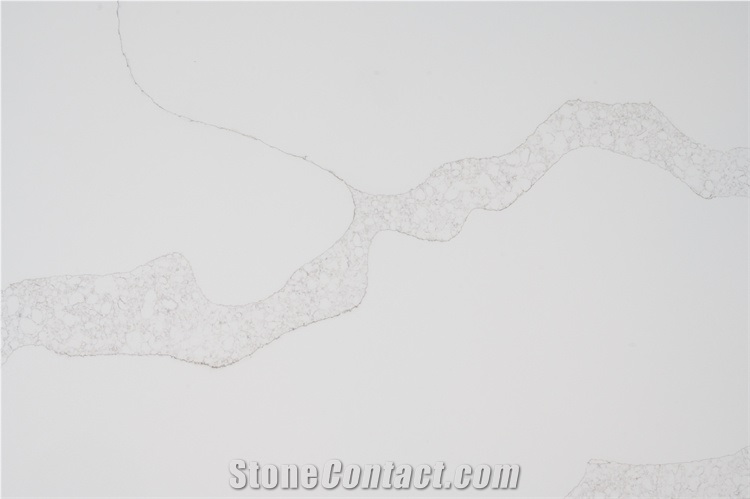 White Calacatta Quartz Slab Artificial Stone White Color