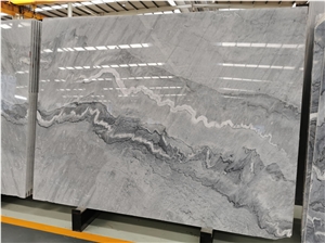 Big Natural Grey Gray Marble Slab With  White Veins