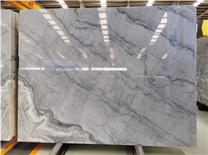 Polished Natural Marble Slab Grey Color White Veins
