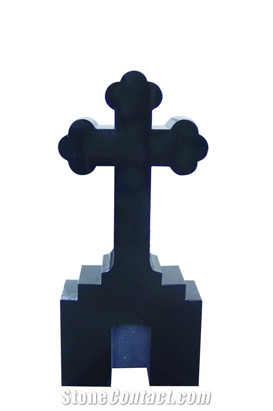 Absolute Black Granite Cross Tombstone Directly From Factory
