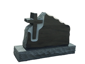 America Cross Headstone With Shangxi Black Granite