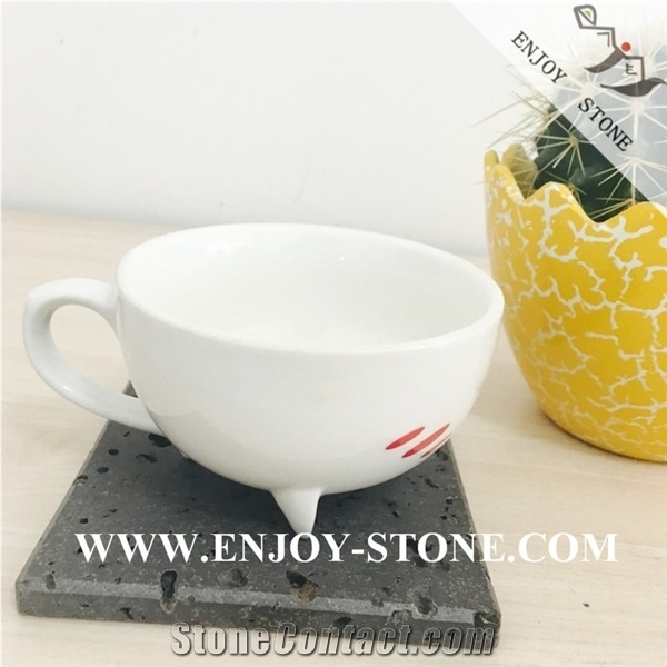 Honed Lava Stone/Basalt Glass/Drink Coaster/Cookware