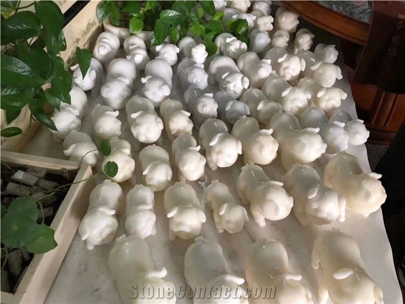 White Marble Pig Carving