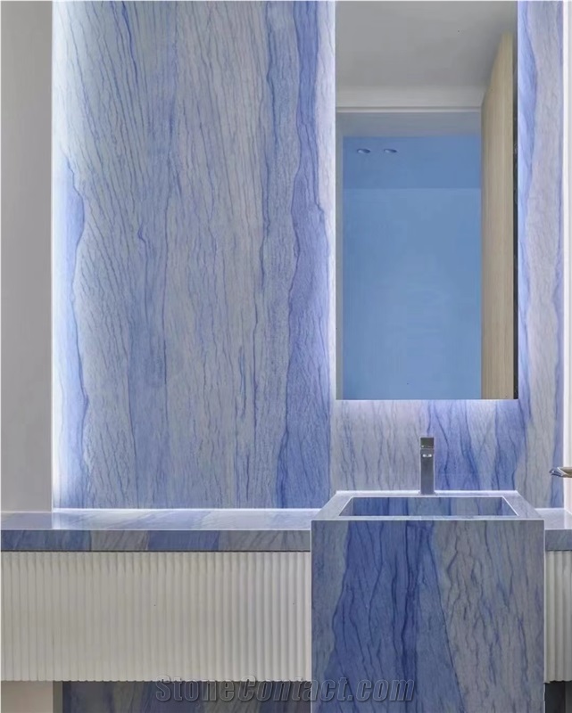 Brazil Azul Macaubas Quartzite Blue Polished Bathroom Wall