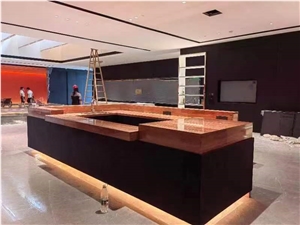 Iran Red Travertine Polished Kitchen Countertops