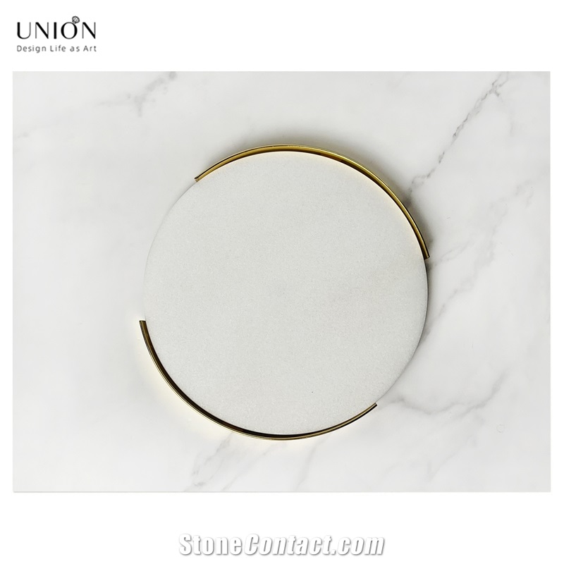 UNION DECO Amazon Hot Sale Round White Marble Tray