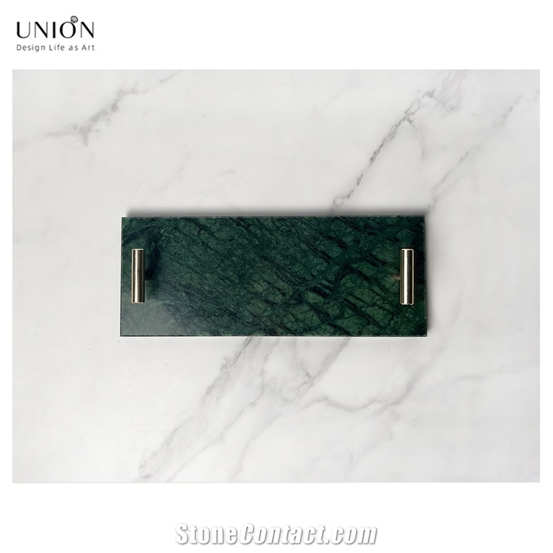 UNION DECO Bathroom Tray Marble Perfume Tray With Handle
