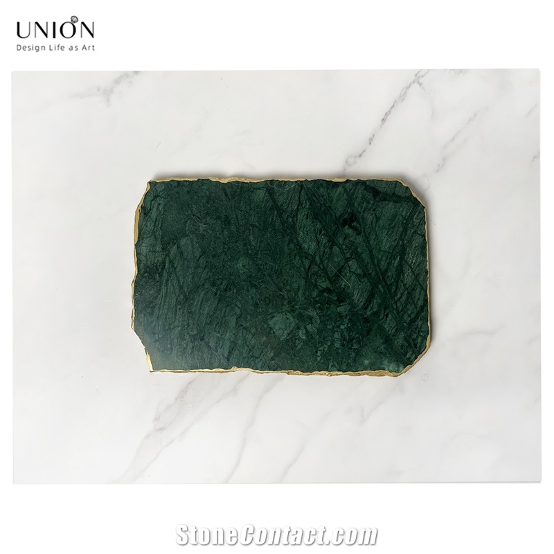 UNION DECO Golden Edges Marble Tray With Best Price