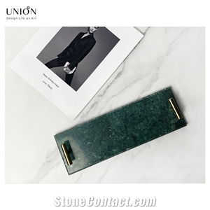 UNION DECO Green Marble Tray Bathroom Tray Perfume Tray