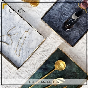 UNION DECO Marble Serving Tray With Hammered Corner
